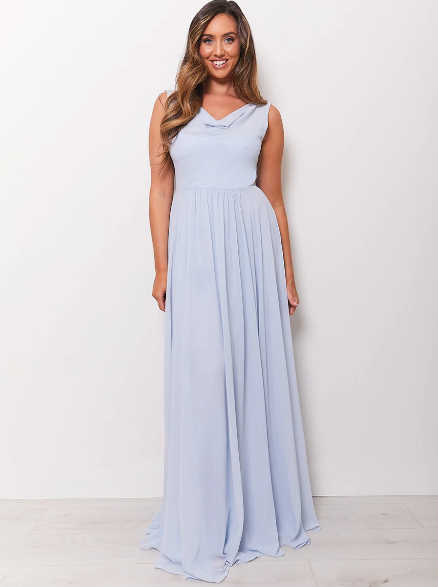 Cressida - Light Blue Cowl Back Bridesmaid Dress