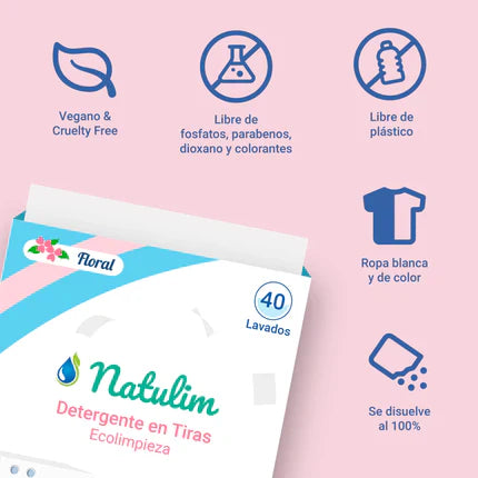 Eco-Tiras de Detergente 40 lavados Natulim