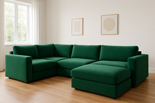 Green modular corner sofa